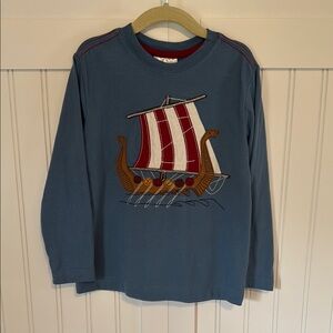 Hanna Andersson Boys Blue Viking Ship Long Sleeve Shirt Size 100 cm / 5